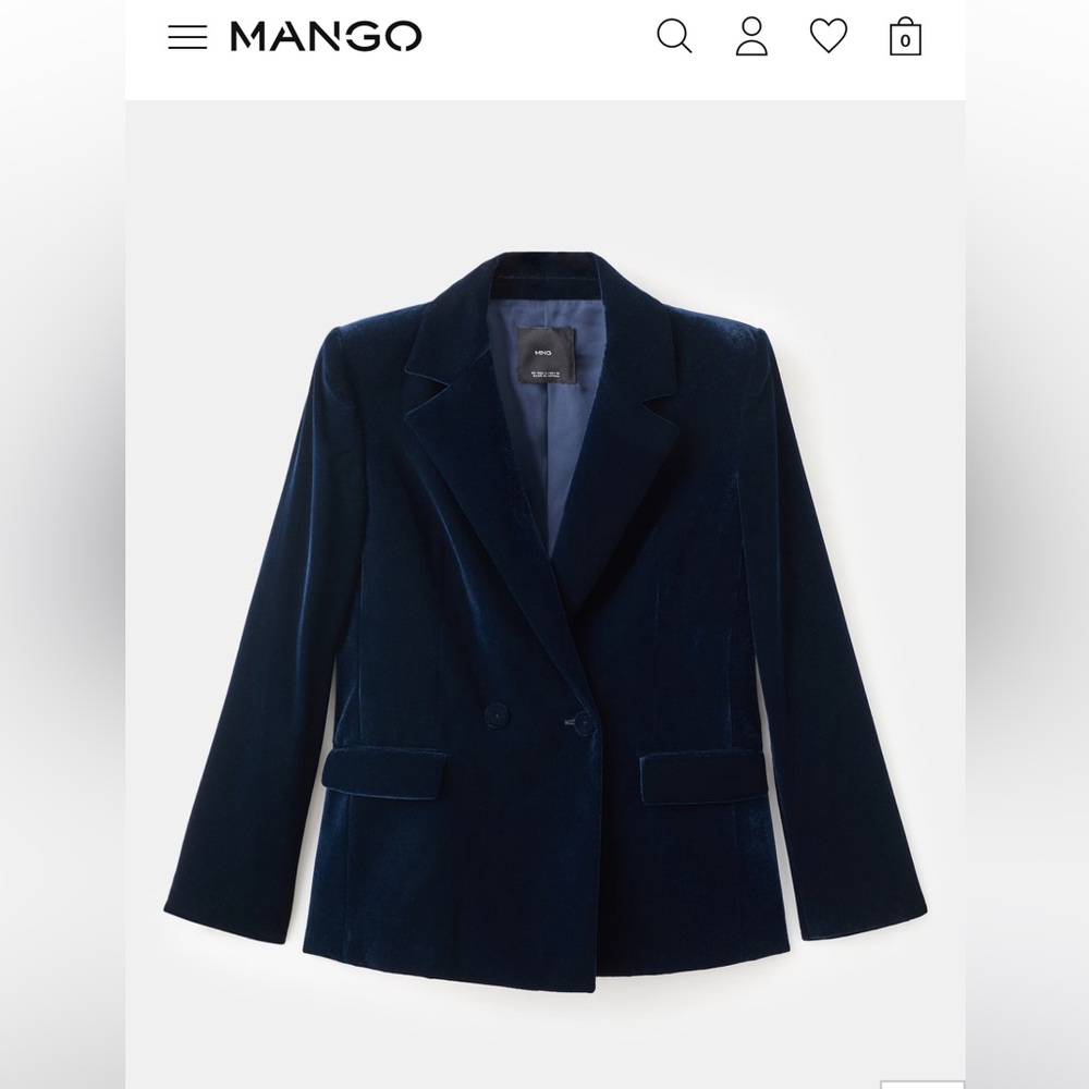 Mango Double-Breasted Velvet Blazer Jacket